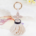 Fashion Rhinestone Crystal flower Keychains Tassel Bag Accessories Charm